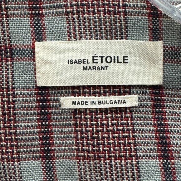 Isabel Marant Etoile Linen Laney Checked Plaid Double Breasted Blazer Size 38 - Picture 7 of 7